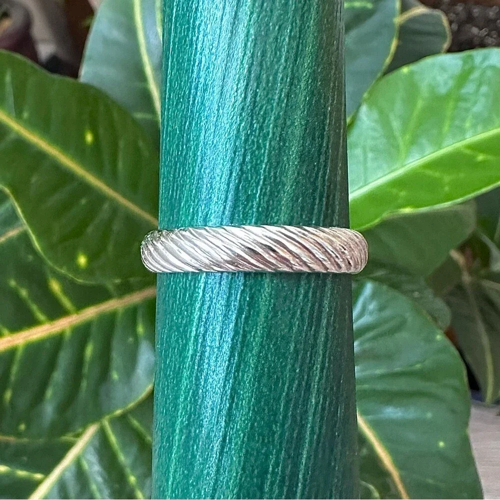 Men’s Sterling Silver Twisted Open Cuff Ring Cigar Band Ring Twist Pattern